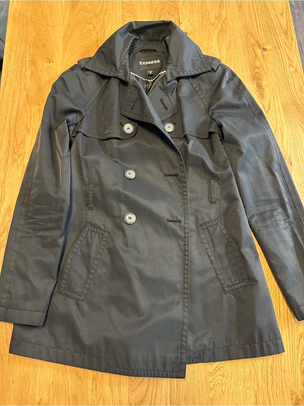 Express Black Double-Breasted Trench Coat